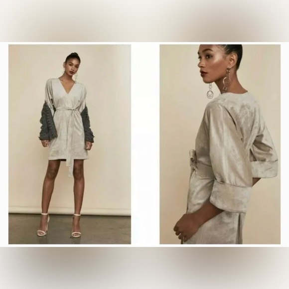 BCBG MAX AZRIA ⨠BELTED FAUX-SUEDE MINI DRESS - Picture 3 of 5